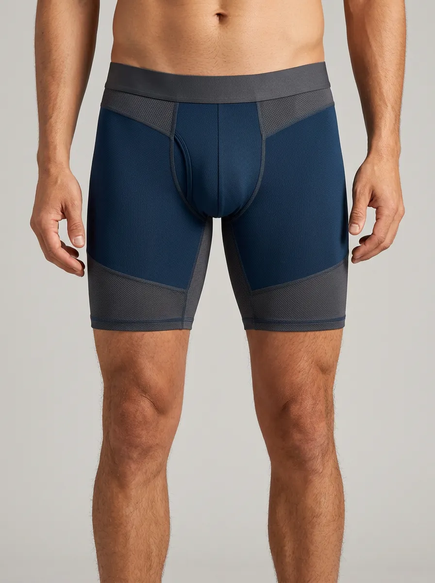 Men's Navy & Charcoal Color-Blocked Boxer Briefs