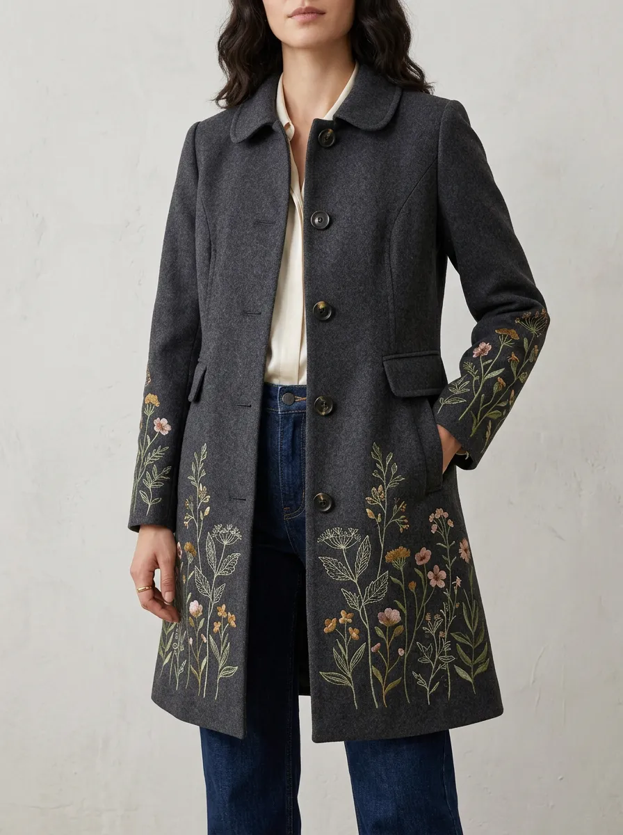 Women's Willow Floral Embroidered Coat