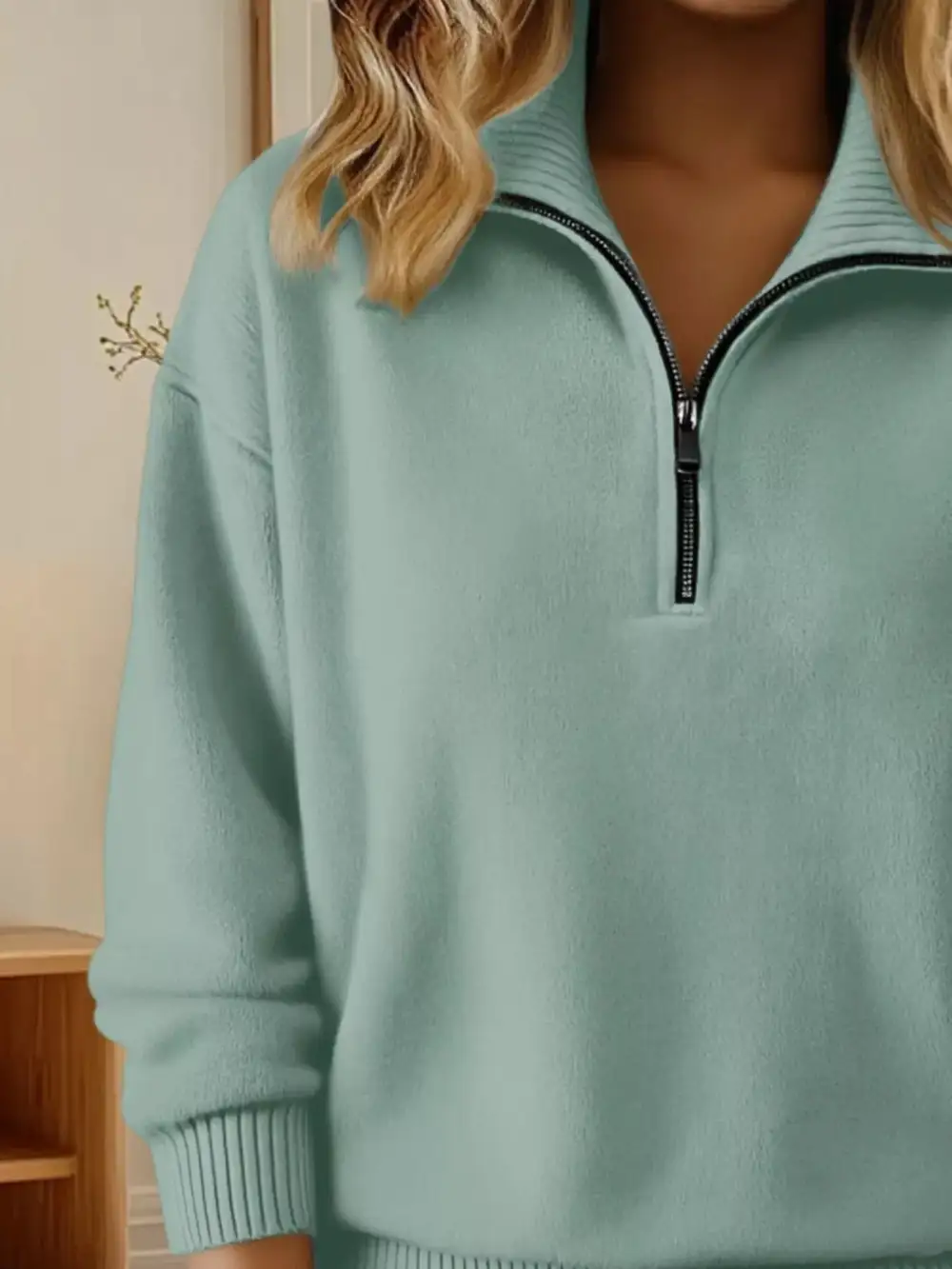 Half-Zip Drop Shoulder Sweater