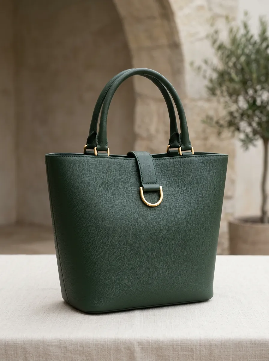 Top-Handle Textured Buckle Women's Tote Bag