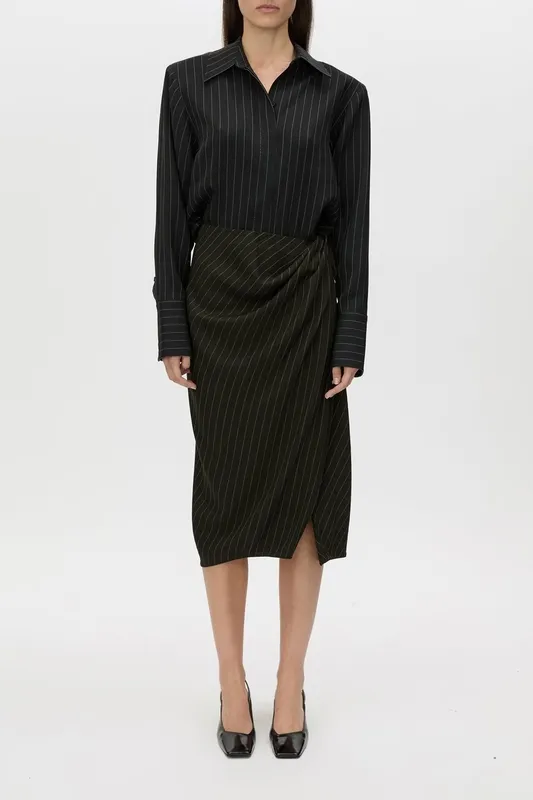 Black Cream Stripe Striped Skirt