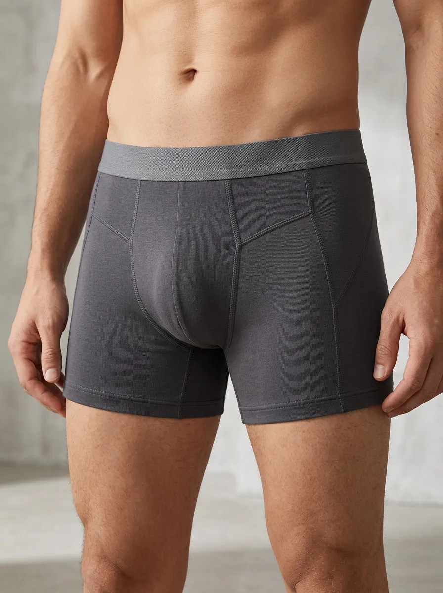 Men's Solid Charcoal Grey Minimalist Cotton Boxer Briefs