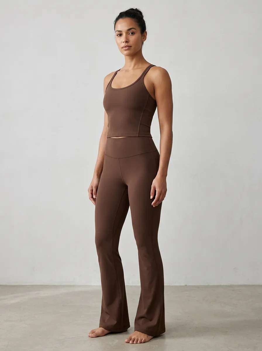 Yoga-Inspired Clean-Line Women's Tank Top Flare Pants Active Set