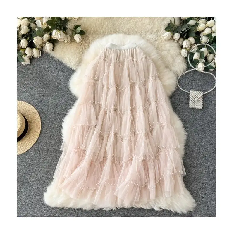 Beaded Hemline Mesh Skirt