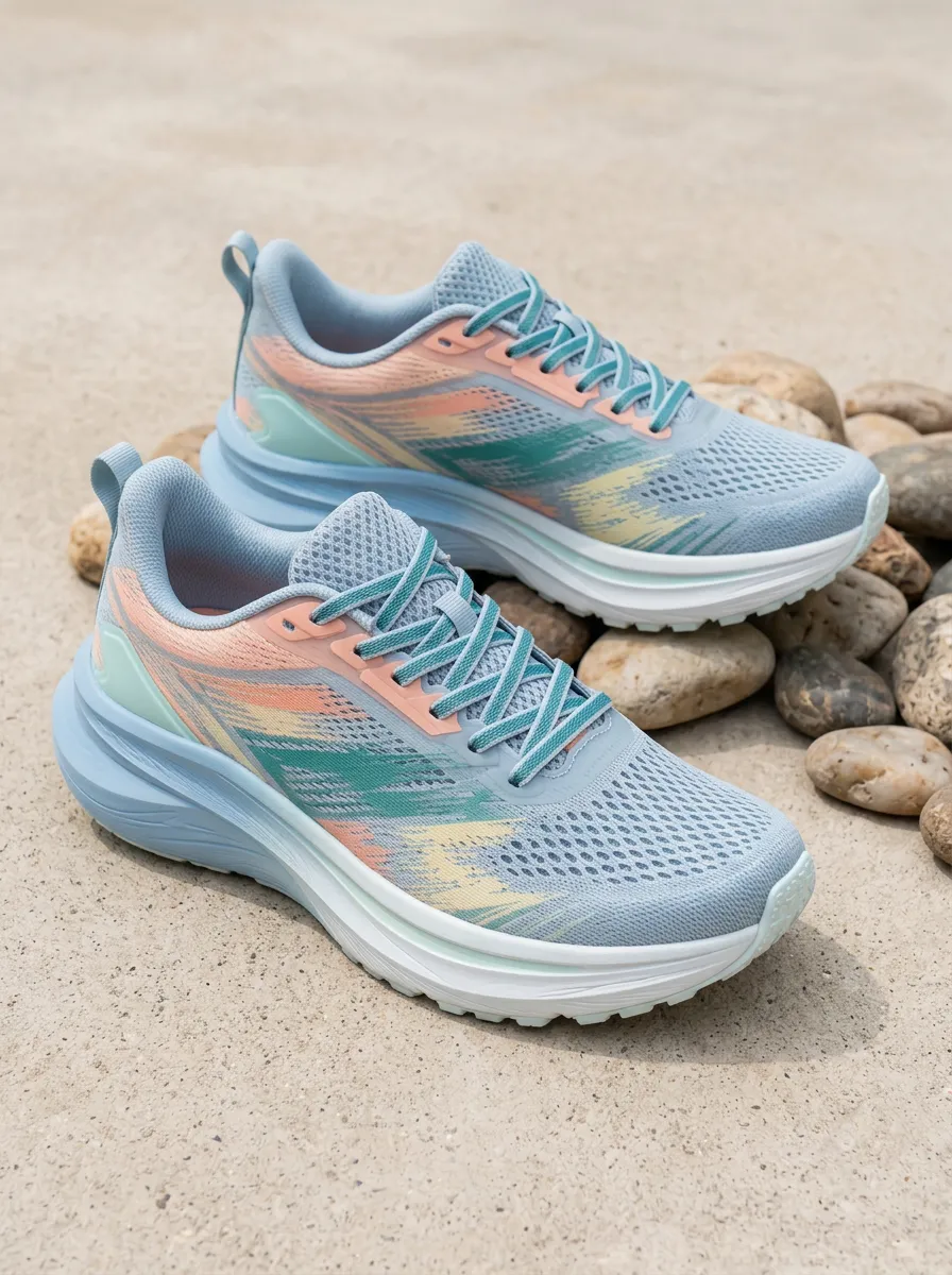 Women's Pastel Brushstroke Pattern Printed Running Shoes