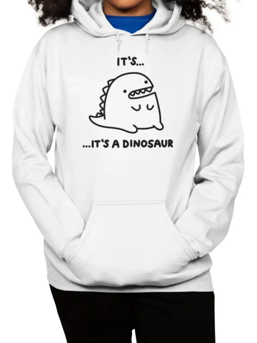 Pocketed Dinosaur Graphic Hoodie