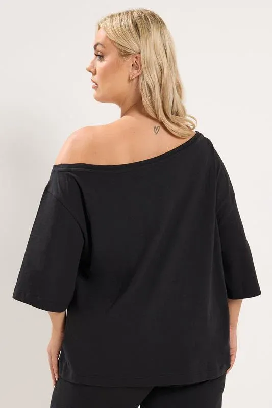 Black Off Shoulder Tee