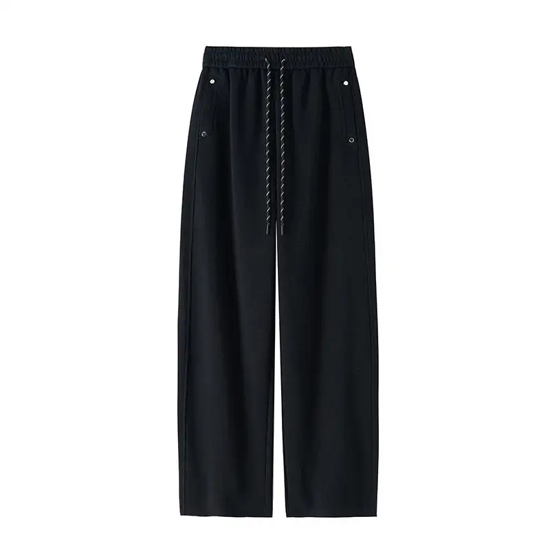 Pleated High Waist Straight Leg Casual Floor Length Pants
