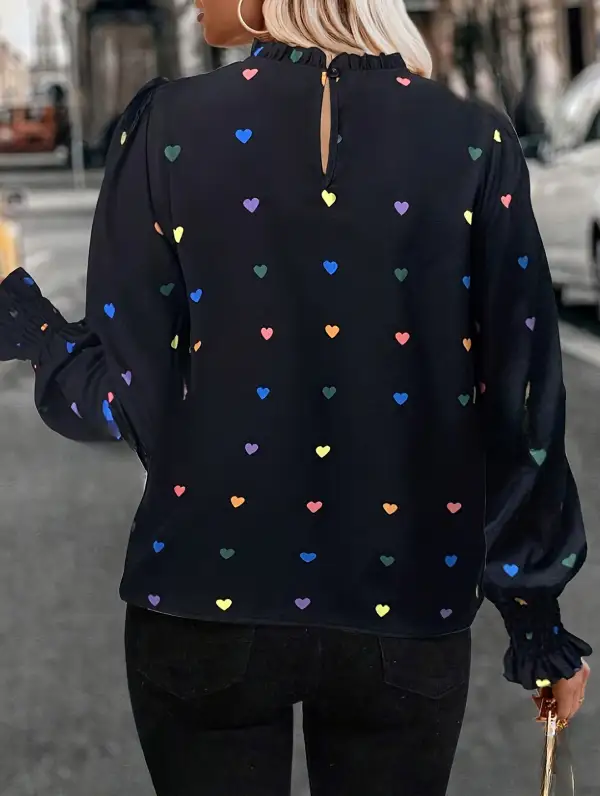 Heart Print Long Sleeve Shirt
