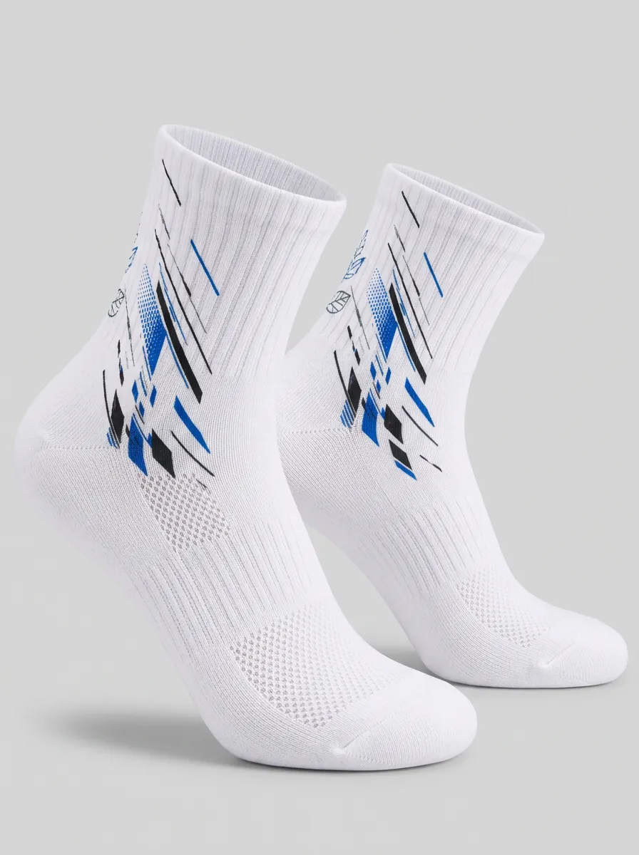 White Outdoor Geometric Graphic Fitness Ankle Socks