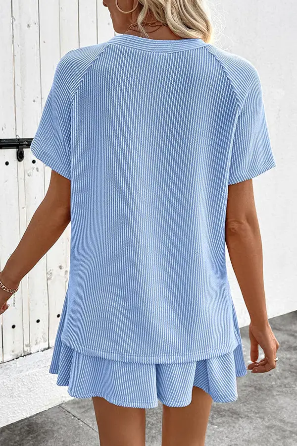 Round Neck Top Mini Skort Two Piece Set
