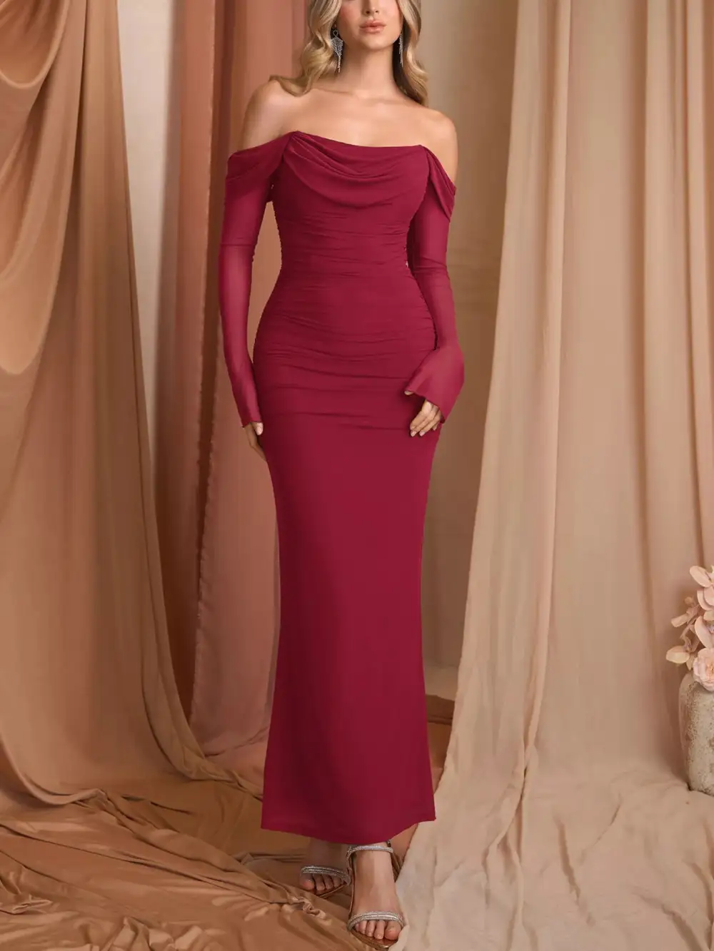 Relaxed Shape Ruched Maxi Dress