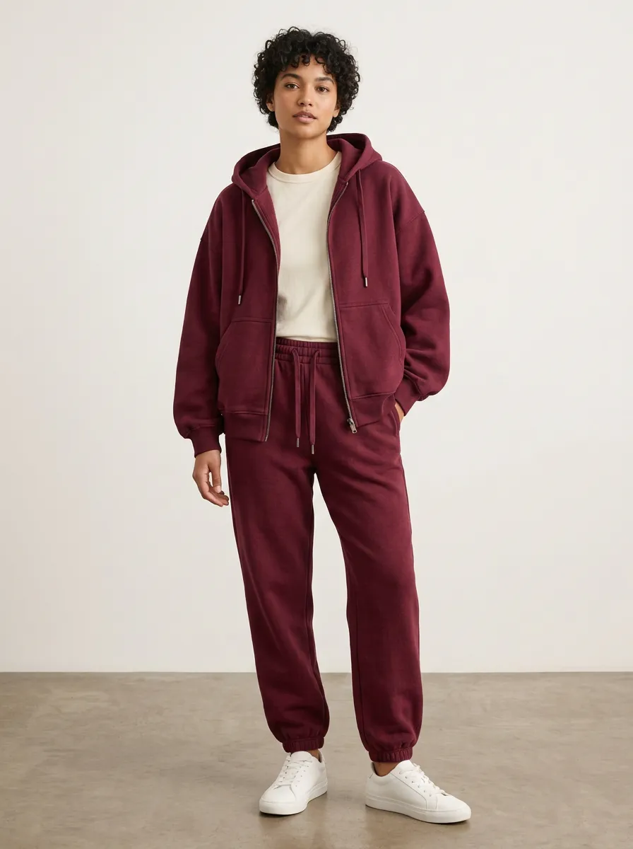 Unisex Relaxed Hooded Zip Jogger Jogger Set