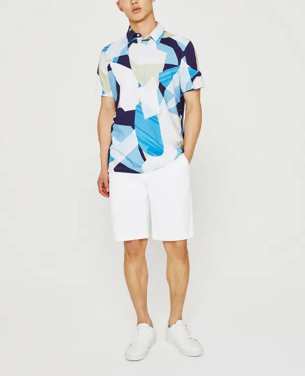 Men's Short Sleeve Color Block Polo Shirt