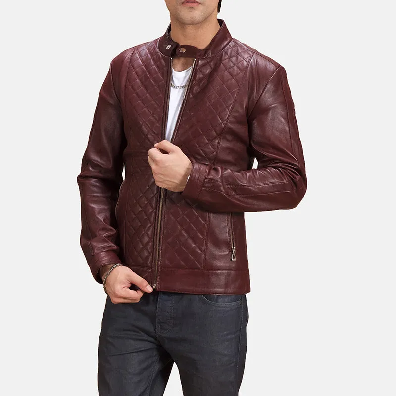 Men's Rugged Utility Biker Leather Jacket