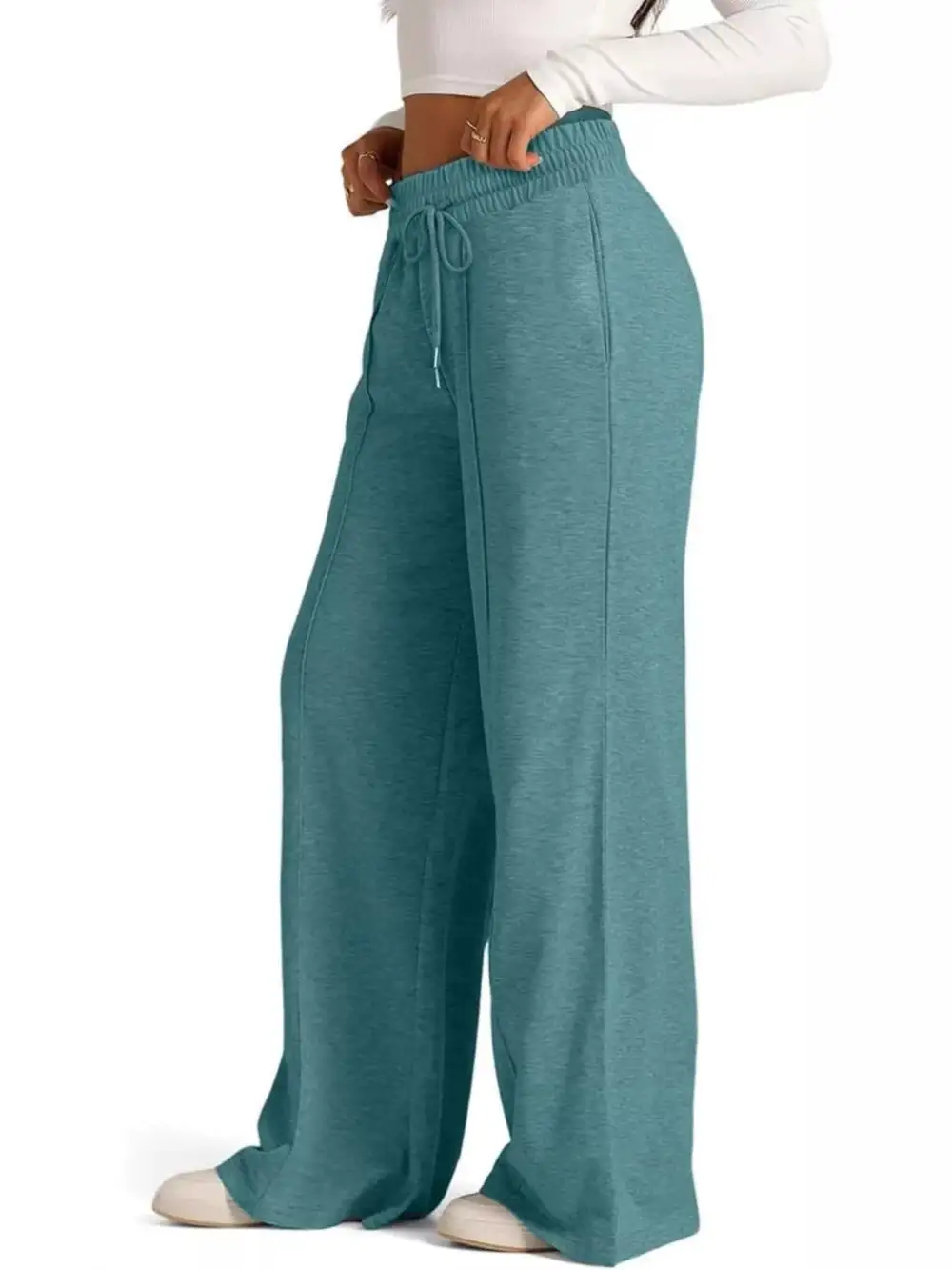 Wide Leg Drawstring Relaxed Fit Pocketed Pants