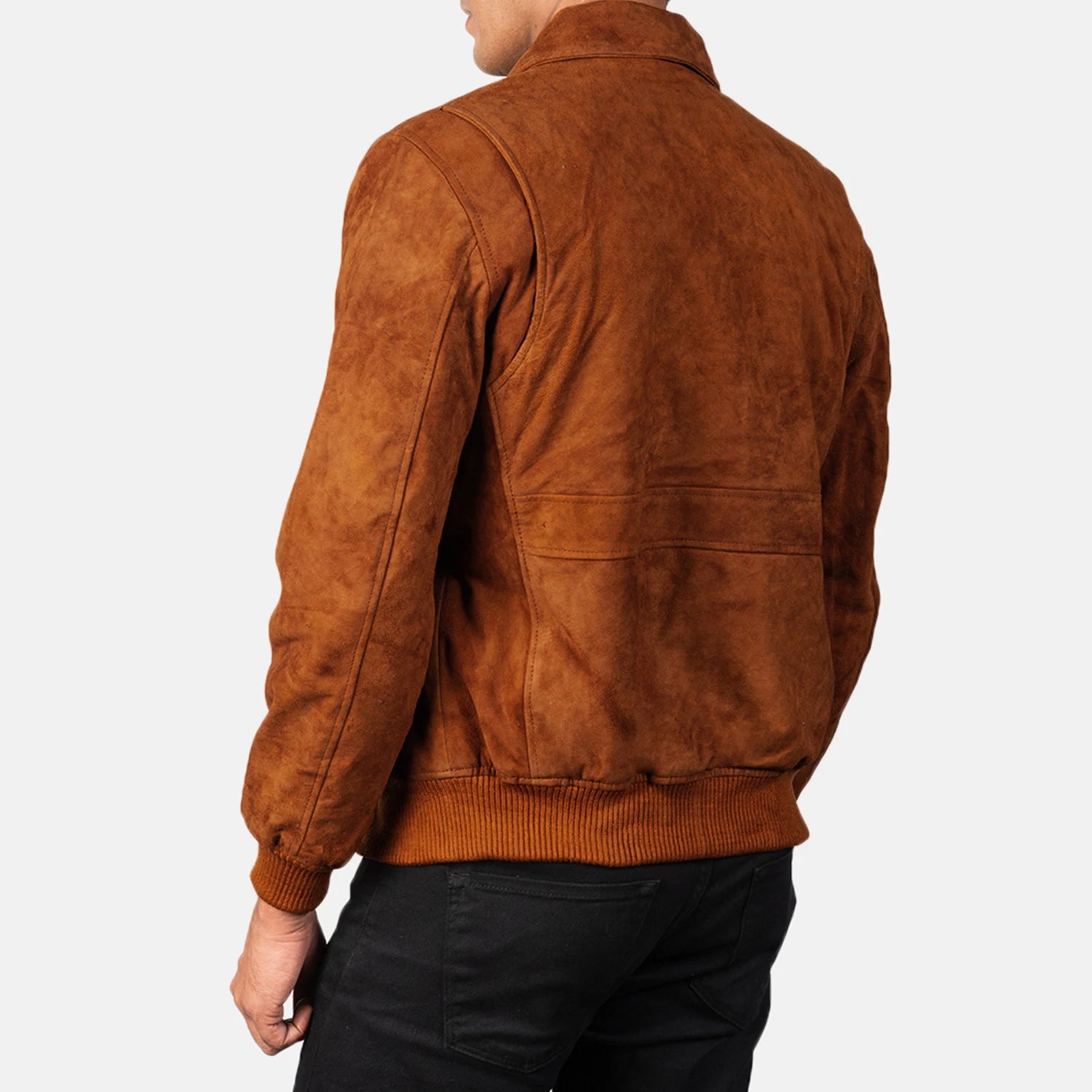 Men's Clean Line Bomber Suede Jacket