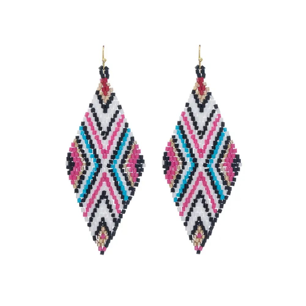 Playful Framed Artful Beaded Earrings