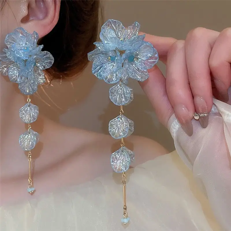 Floral Fringe Acrylic Drop Earrings