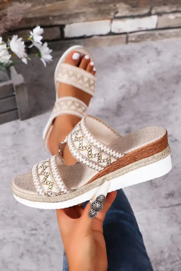 Crochet Double Strap Wedge Sandals
