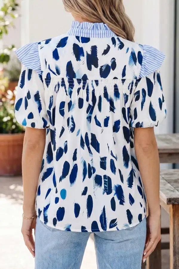 Women's Striped Abstract Print Animal Print Top