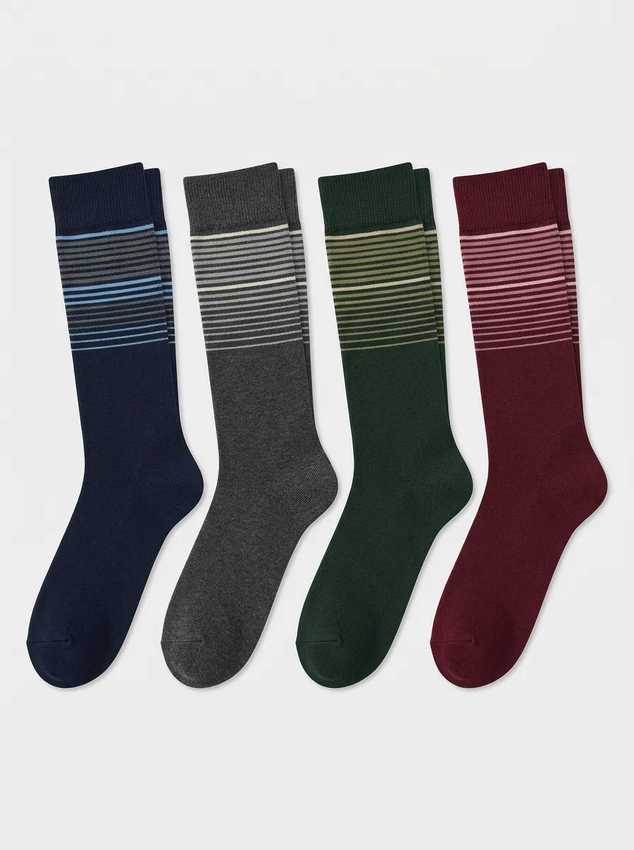 Men's Striped-Cuff Everyday Crew Socks Set