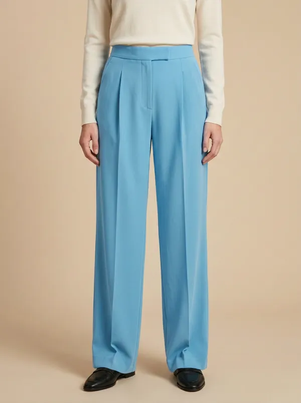 Refined Pleated High Rise Wide Leg Trousers
