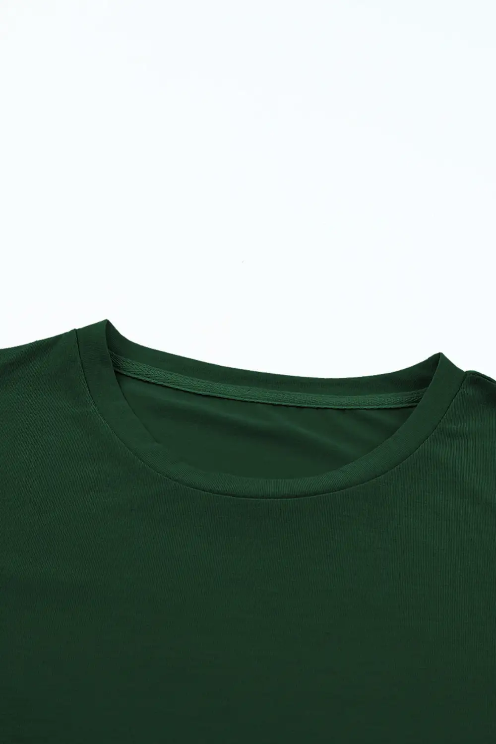 Green Casual Plain Crew Neck