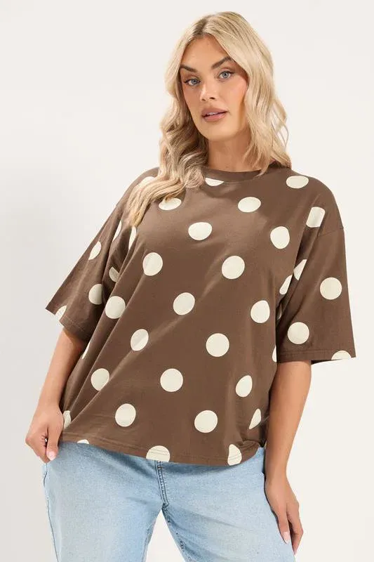 LIMITED COLLECTION Curve Brown Polka Dot T-Shirt