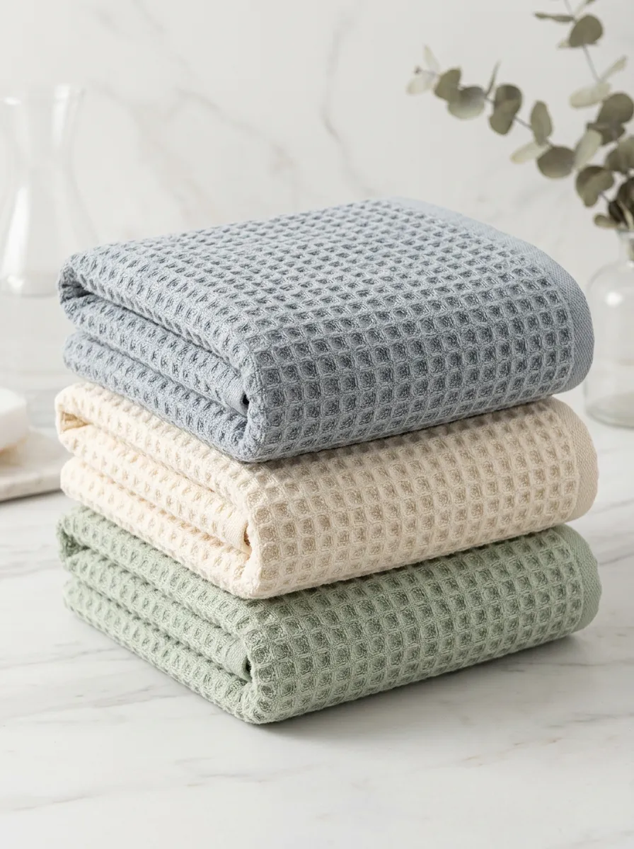 Modern Waffle-Texture Three-Piece Towel Set
