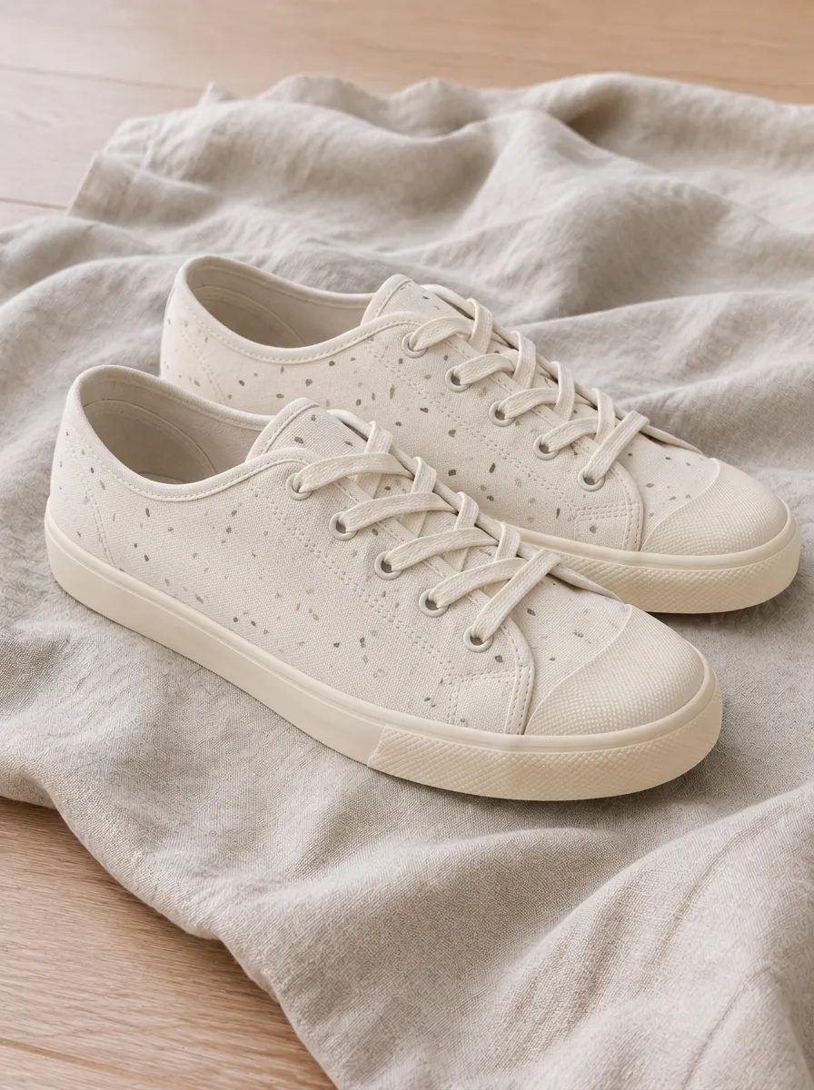 Men's Refined Minimalist Polka Dot Patterned Canvas Shoes