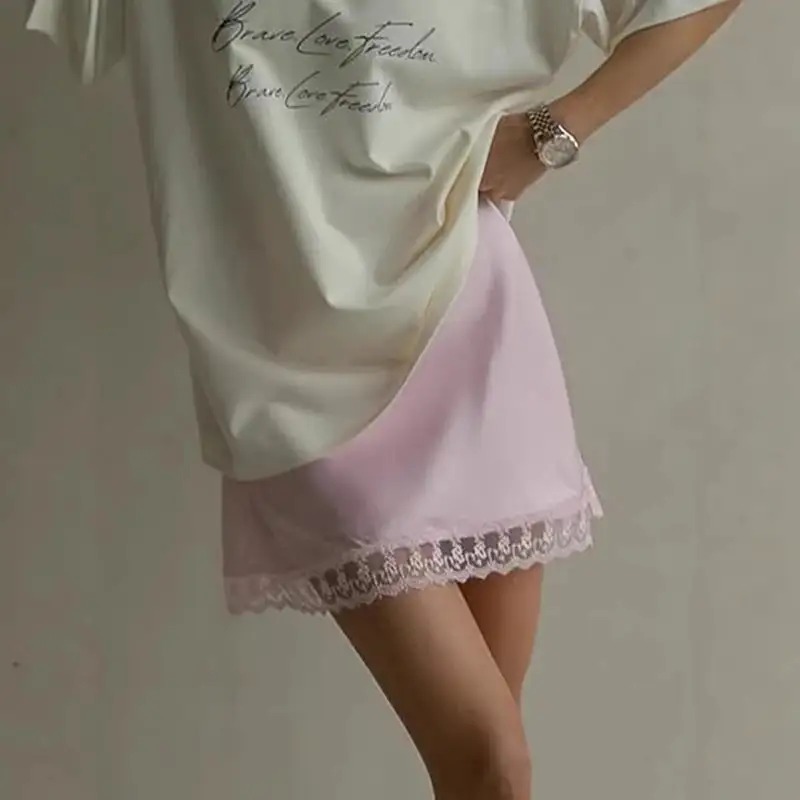 Mini Lace Satin A-Line Skirt