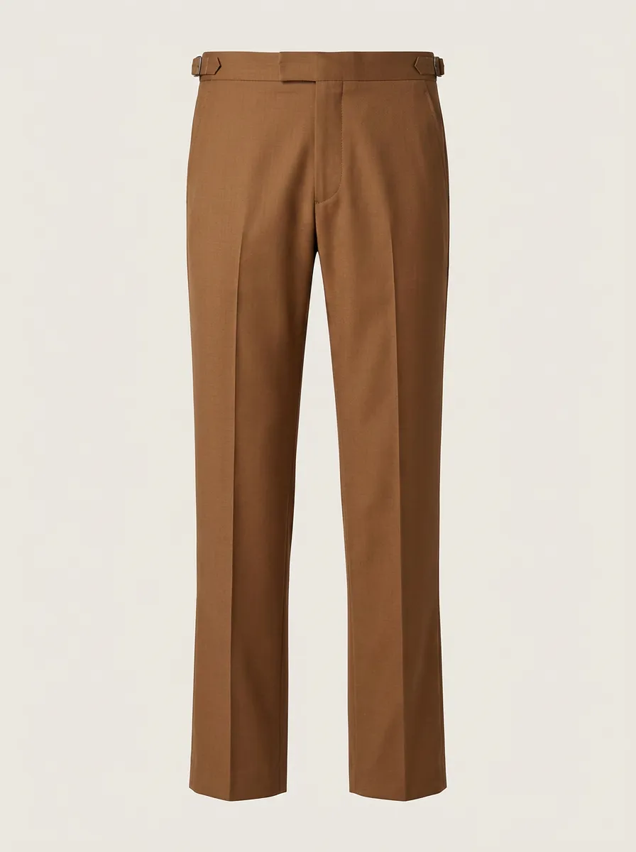 Men's Classic Brown Side-Adjuster Formal Trousers