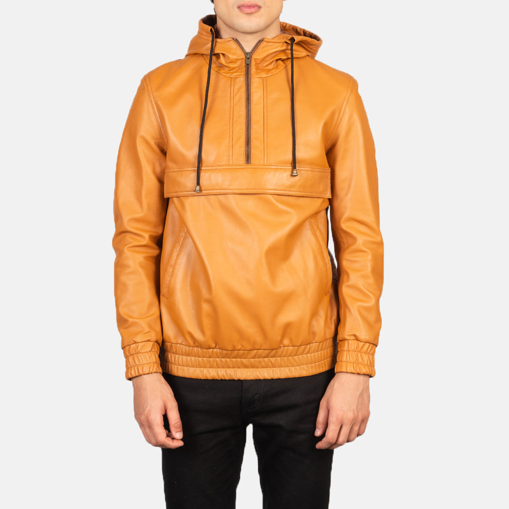 Men's Rugged Hooded Leather Jacket