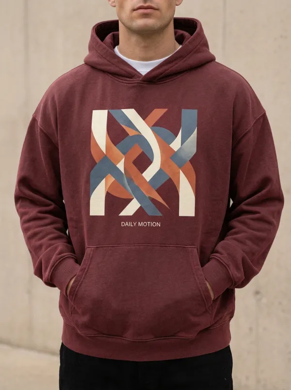 Men's Geometric Abstract Print Kangaroo Pocket Hoodie