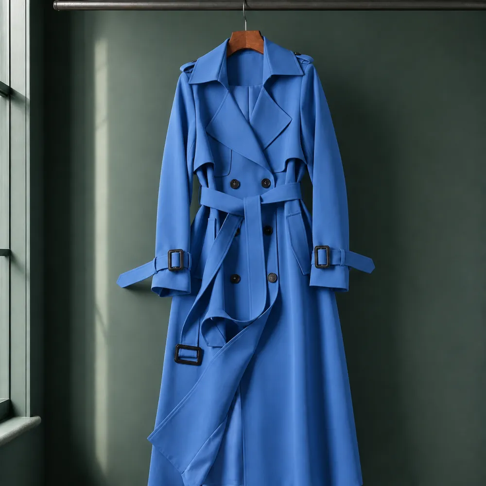 Double-Breasted Notched Lapel Overcoat
