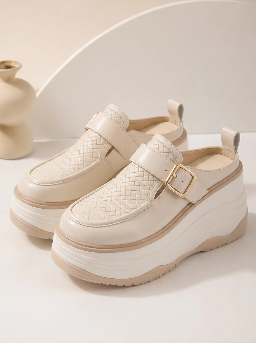 Everyday Buckle-Strap Slip-On Women's Chunky Platform Shoes