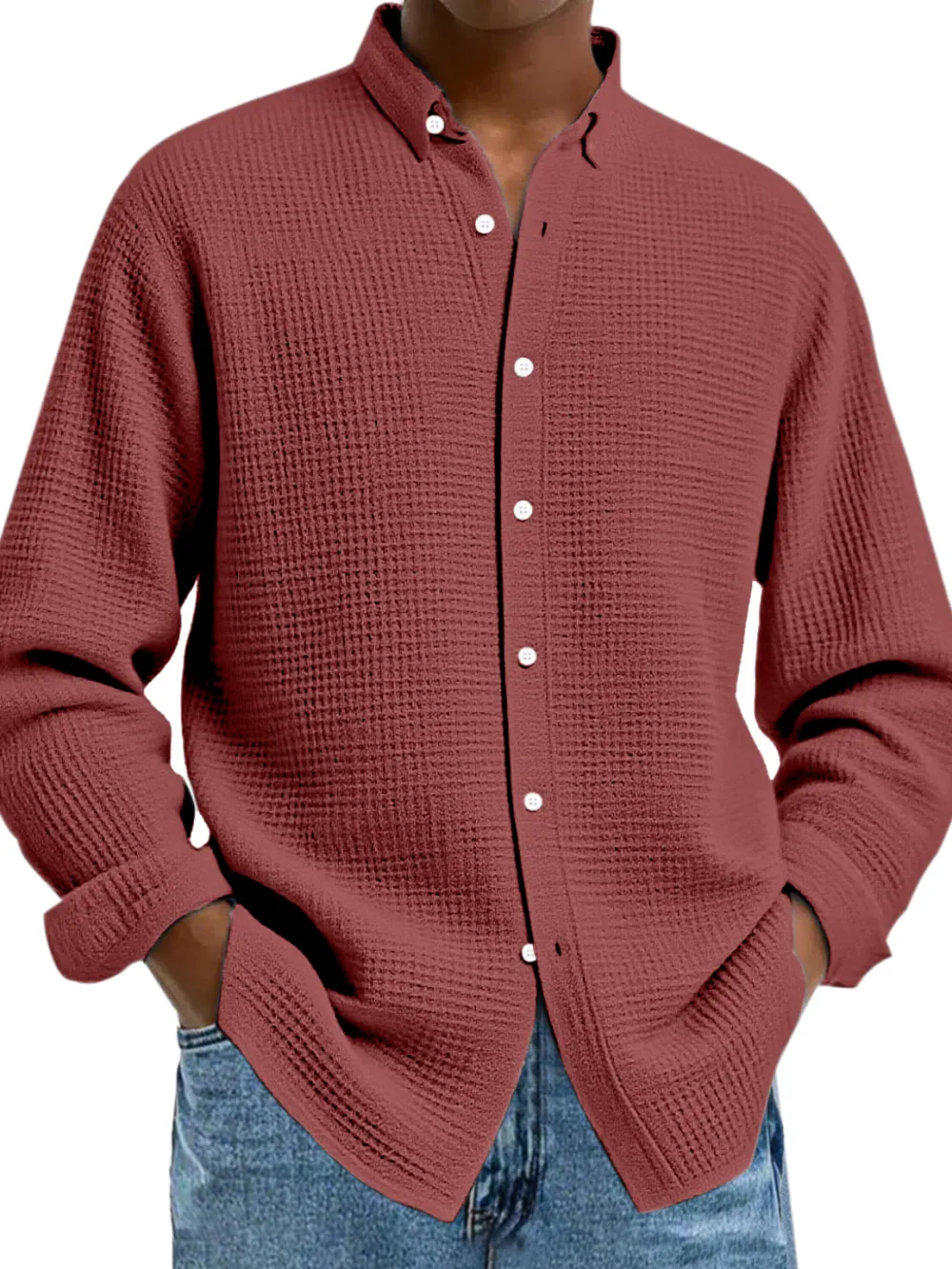 Textured Knit Button Front Shirt
