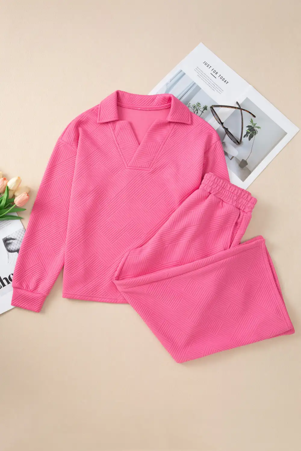 Solid Pants Soft Pants Lounge Set Comfort