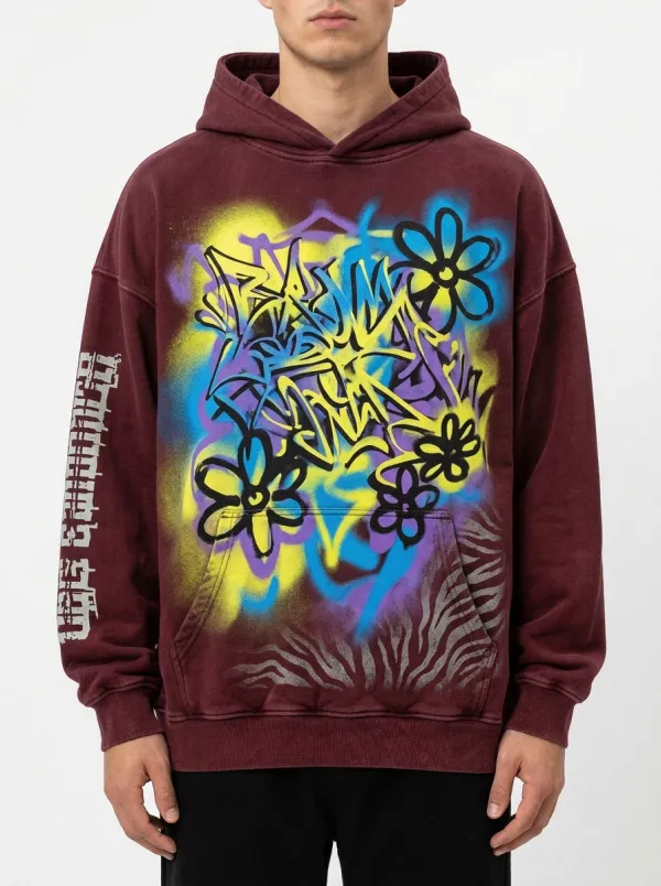 Unisex Echo Graffiti Floral Zebra Graphic Hoodie