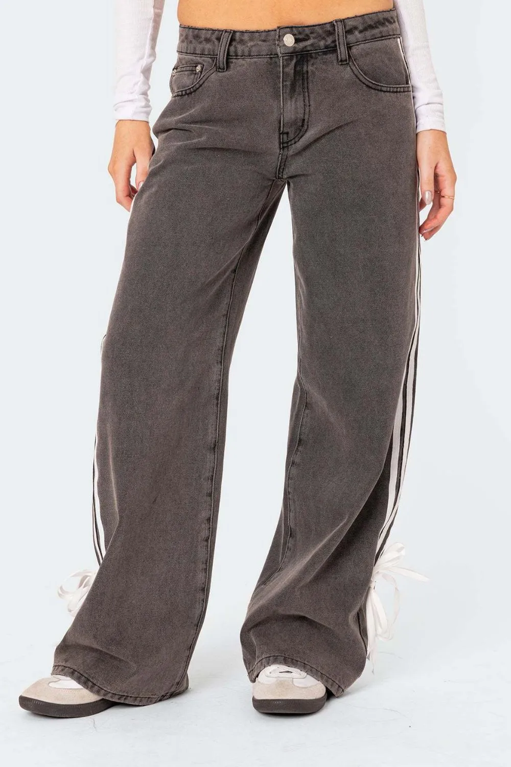 Side Striped Loose Fit Denim Jeans
