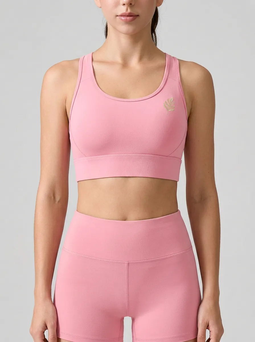 Women's Leaf-Graphic Scoop-Neck Racerback Sports Bra