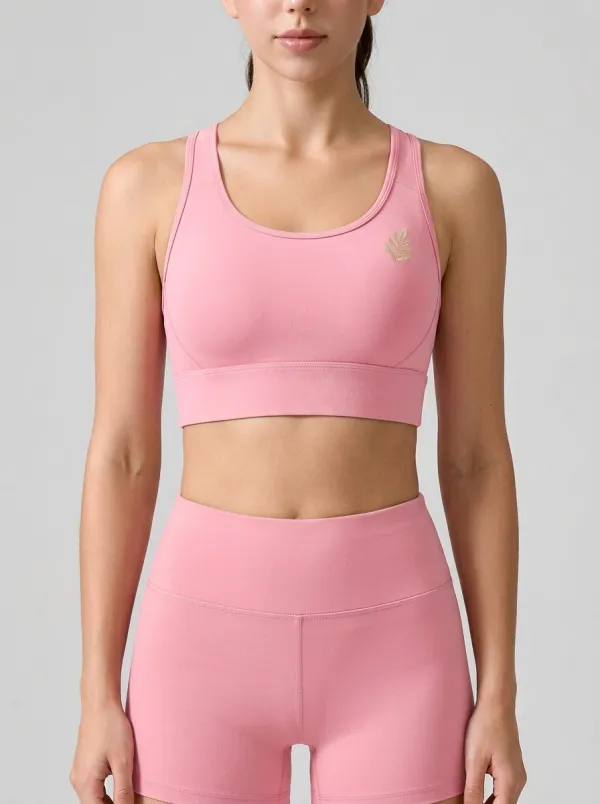 Women's Leaf-Graphic Scoop-Neck Racerback Sports Bra