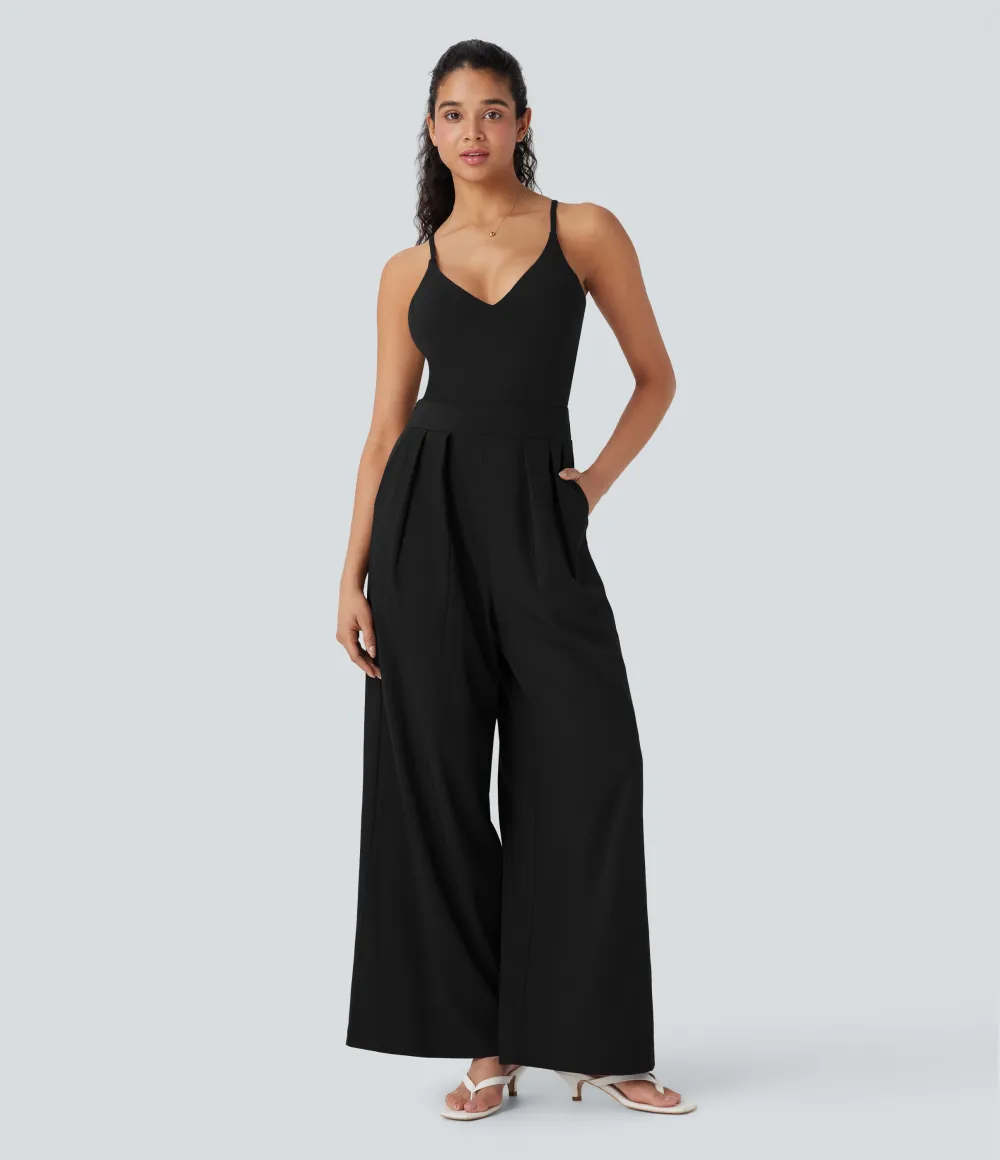 Breezeful Wide Leg Quick Dry Casual Slip Jumpsuit with Pockets-Easy Peezy Edition