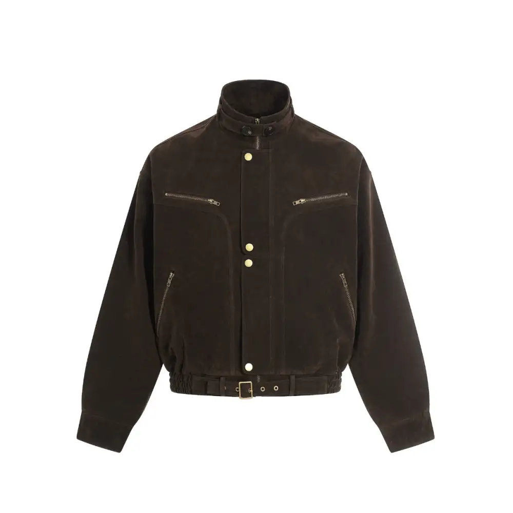 Buckle Detail Leather Jacket