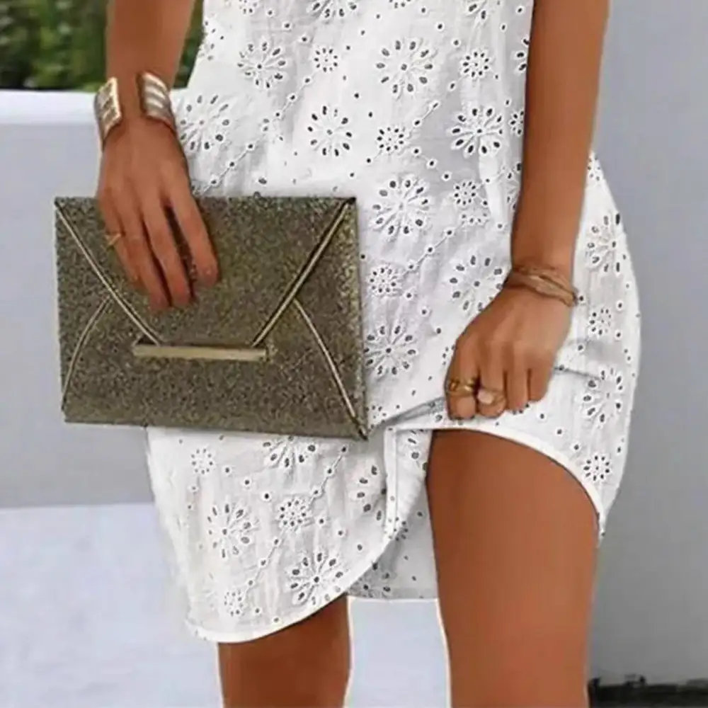 Women's A-Line V-Neck Sleeveless Embroidered Dress
