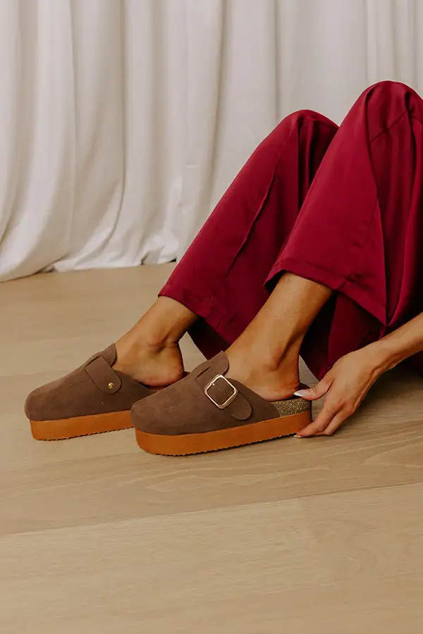 Faux Suede Platform Clogs