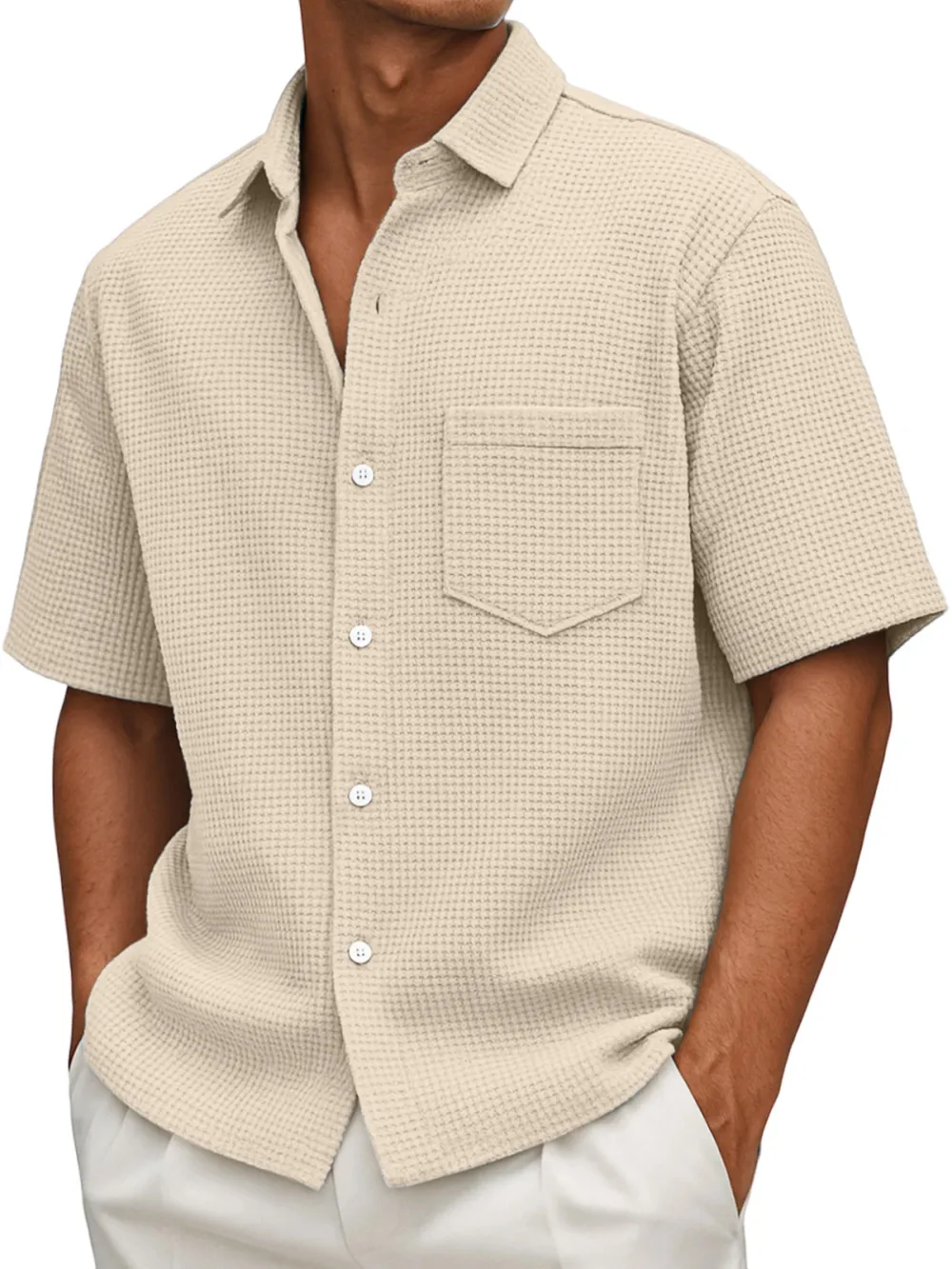 Everyday Textured Knit Button Front Shirt