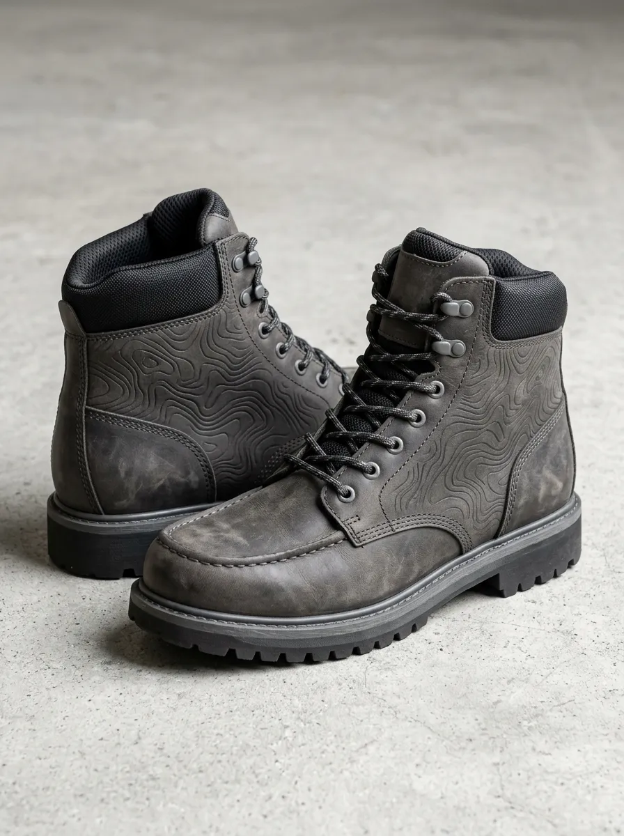 Men's Trail Style Topographic Map Work Boots