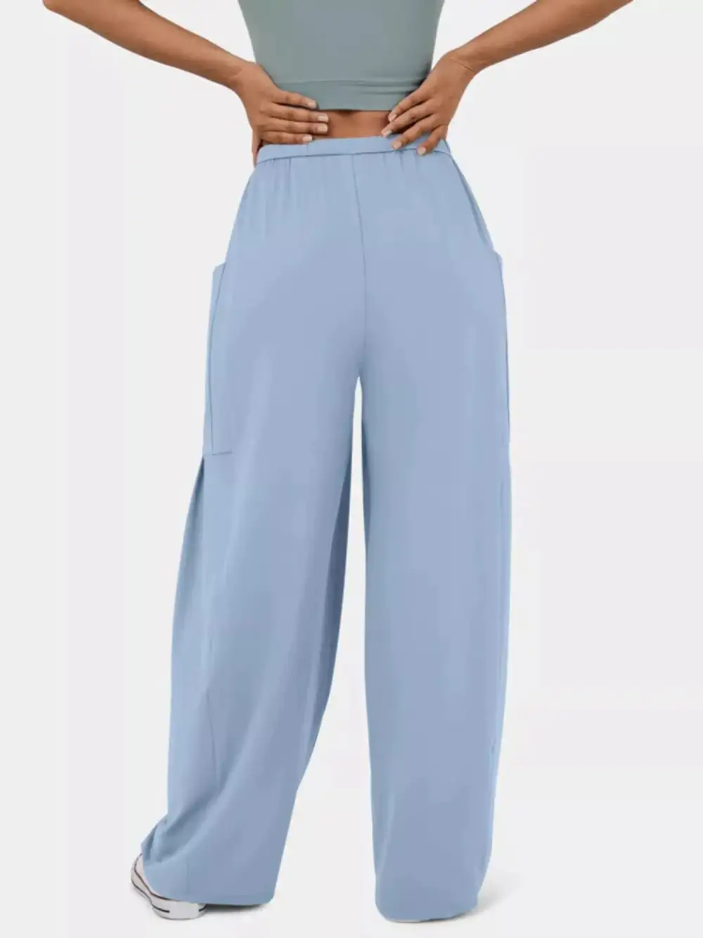 High Waisted Drawstring Wide Leg Pants